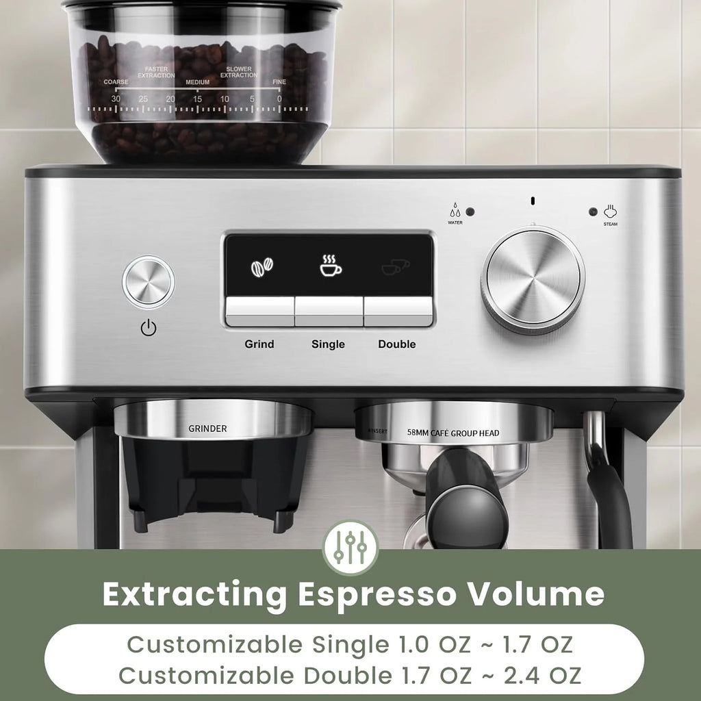 Gevi 20 Bar Espresso Machine with Grinder & Milk Frother