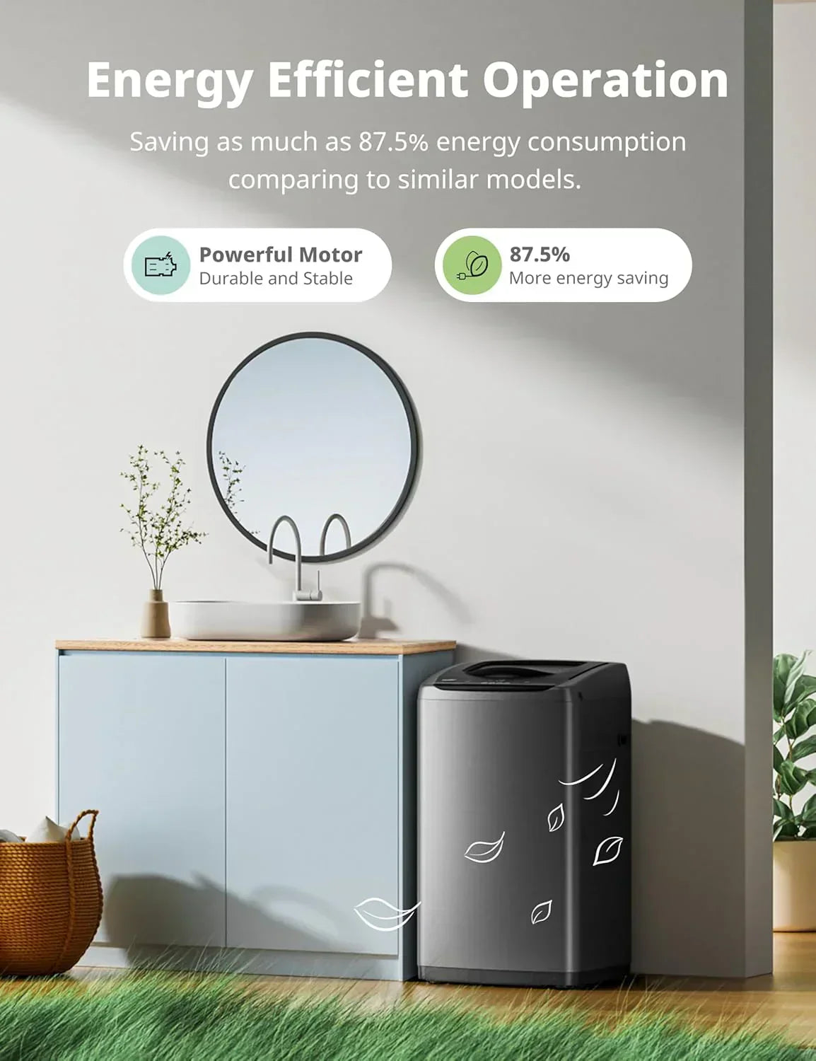 Comfee Portable Washing Machine 0.9 Cubic Foot with LED Display and Built-in Drum
