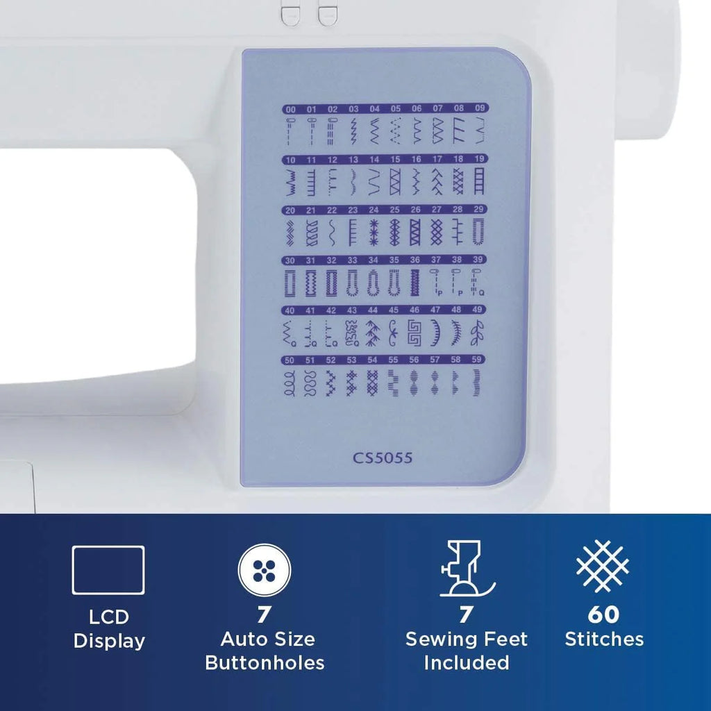 Brother CS5055 computerized sewing machine, 60 built-in stitches, LCD display