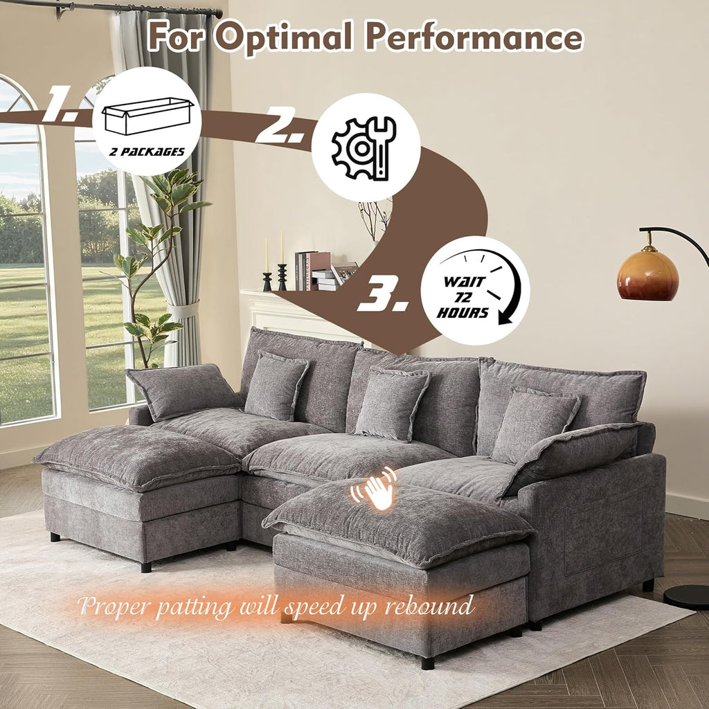 108 U-shaped sofa modular sofa three-seater comfortable cloud sofa
