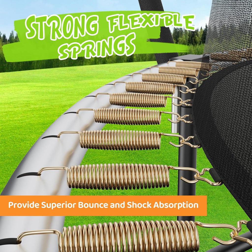 Gigu 10FT 12FT 14FT Recreational Trampolines with Enclosure Net and Ladder Anti-Rust Coating