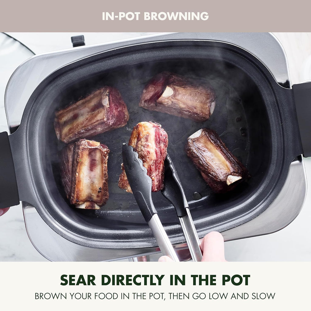 8-in-1 Programmable 6QT Electric Slow Cooker with Dishwasher-Safe Lid and Removable Base