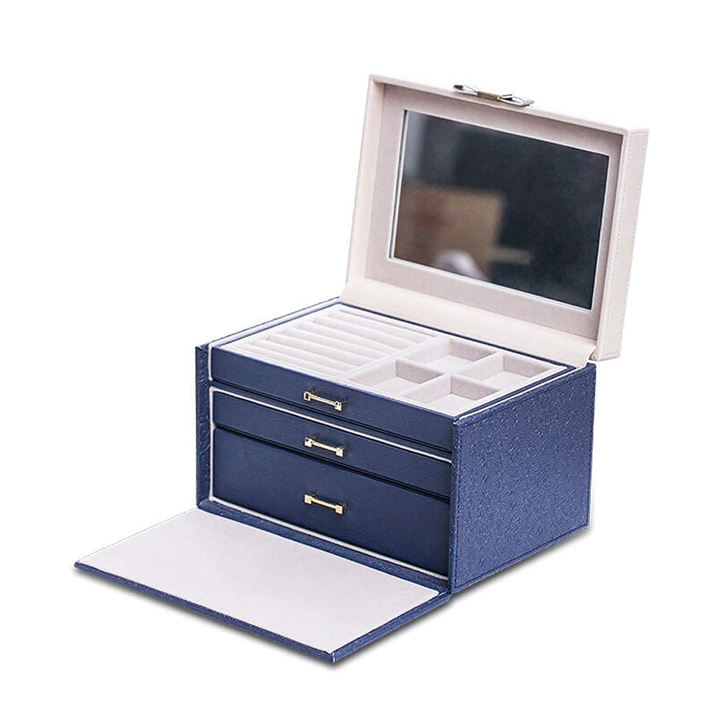 Storage Box Jewelry Box Jewelry Box Multi-Layer with Mirror Necklace Earrings Bracelet Jewelry