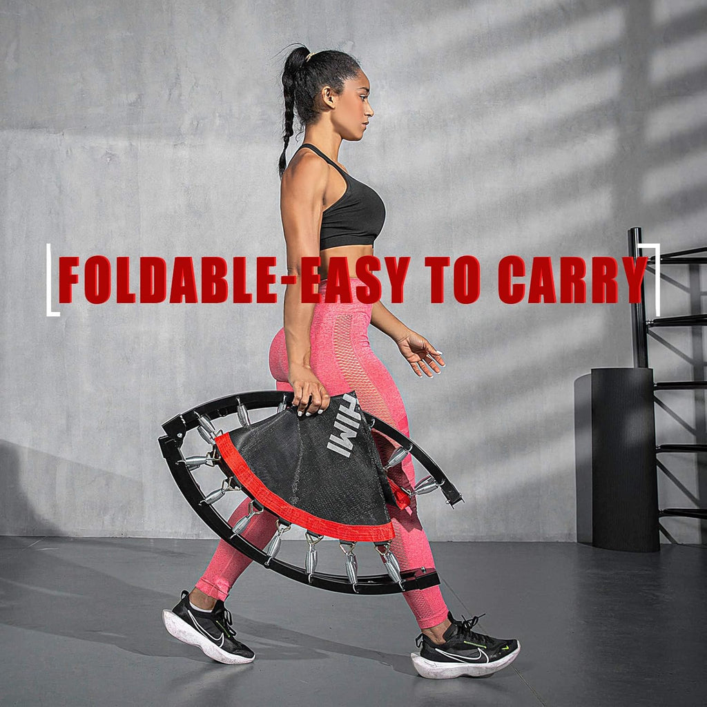 Kanchimi 40 48 Folding Mini Fitness Indoor Exercise Workout Rebounder Trampoline with Handle, Max Load 330lbs