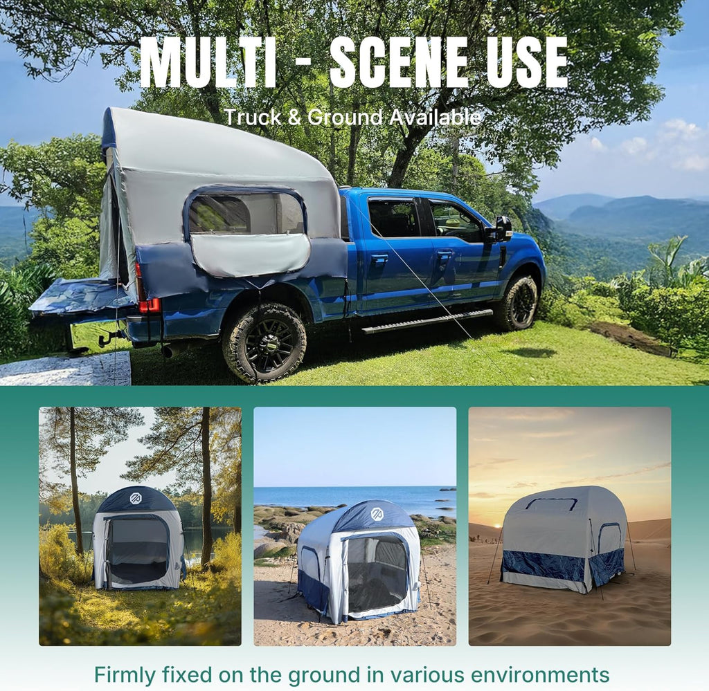 Niphean Truck Bed Tent 5.5ft-8ft for 2+1 People/Family, 2 Mins Fast Setup Inflatable Pickup Truck Tent, PU 3000mm Waterproof & High-Strength Windproof, Spacious Interior for Multi-Landscape