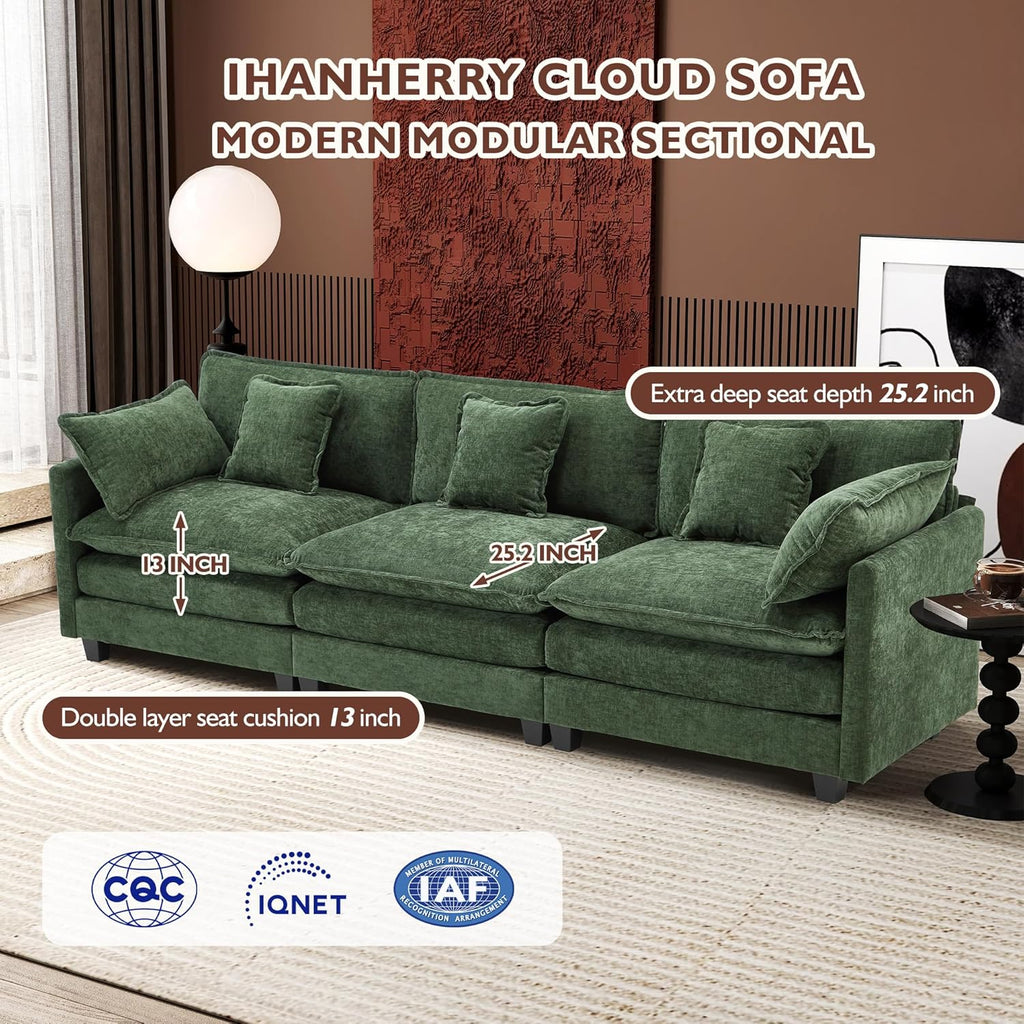 ihanherry 146-inch U-shaped modern sofa modular area cloud sofa