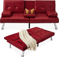 Best Choice Products Faux Leather Upholstered Modern Convertible Futon Adjustable Folding