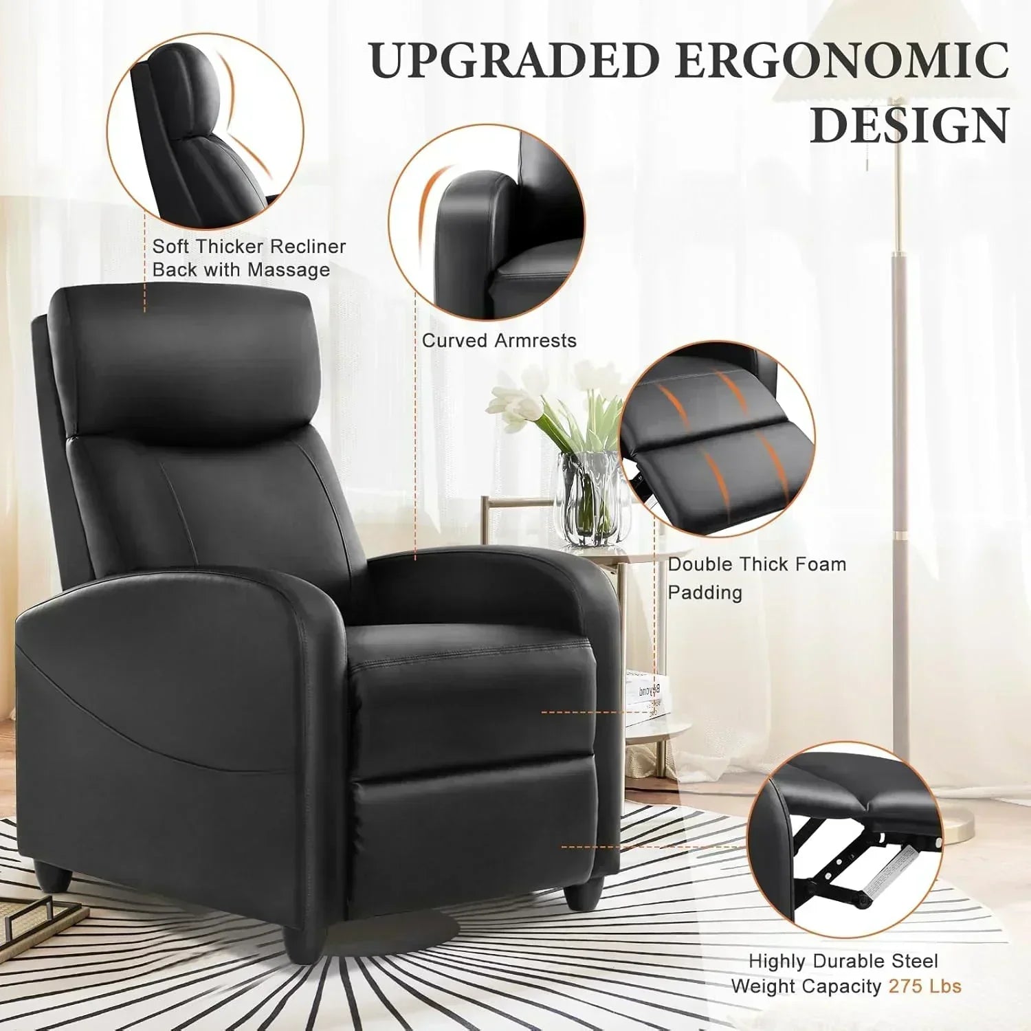 Sweet and crisp rocking chair 360 degree rotating recliner with sliding function